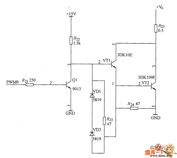 功率晶體管的達林頓驅動電路圖