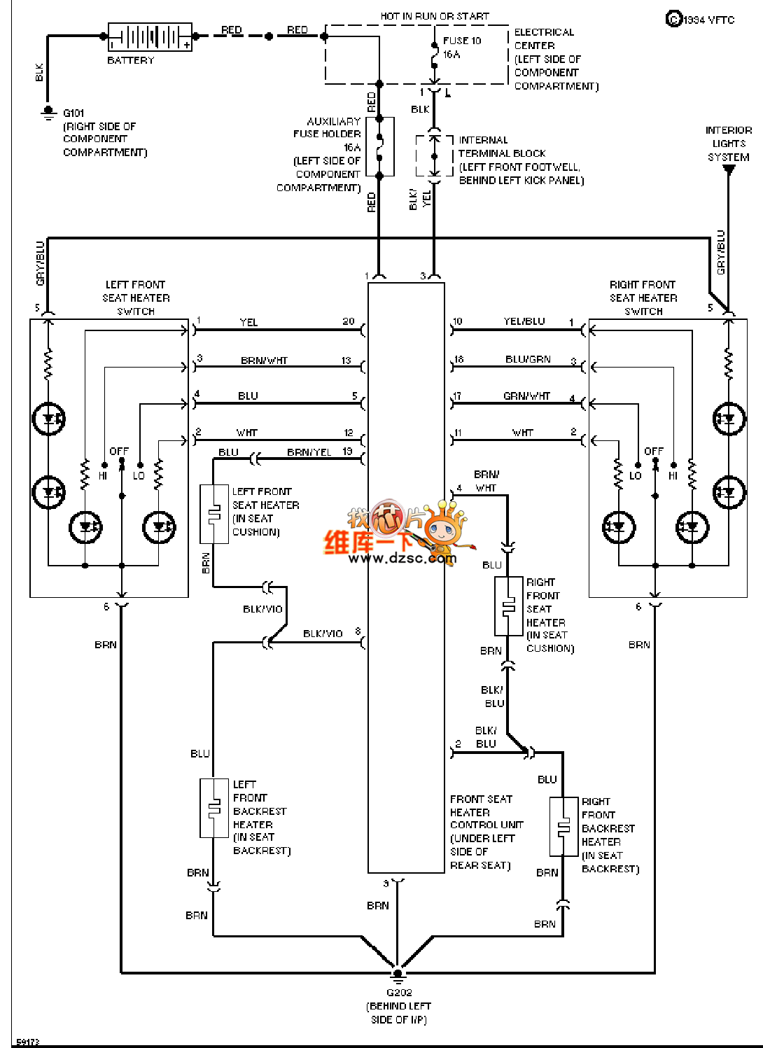 奔馳190E 座椅加熱器電路圖