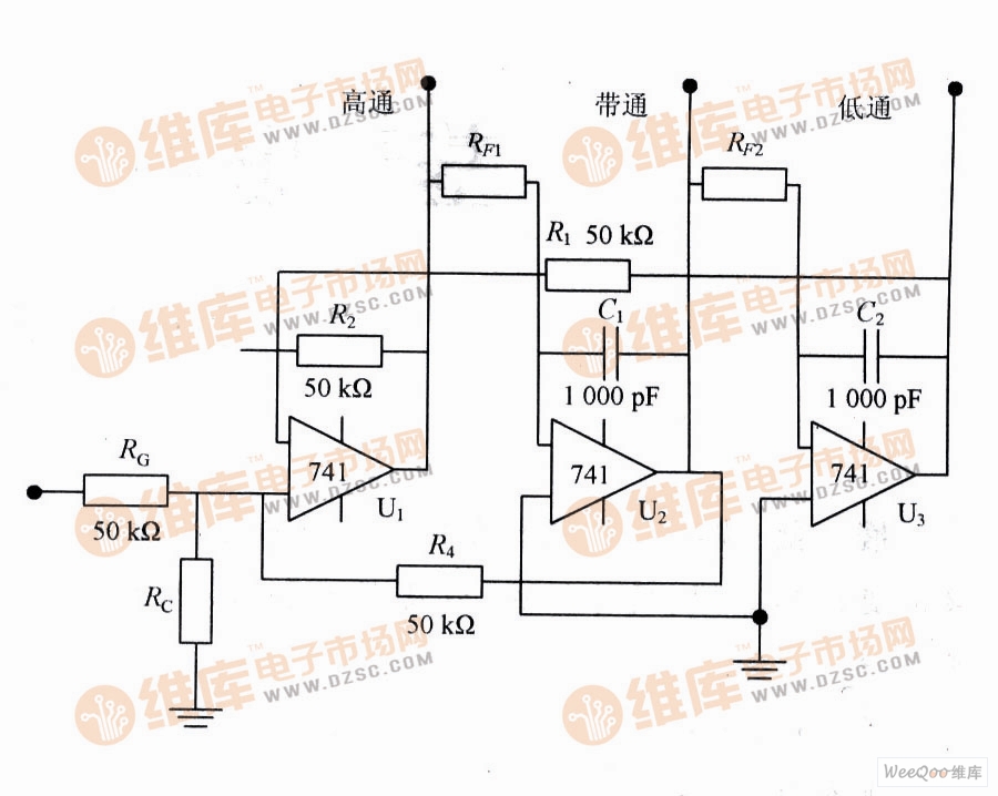 雙二階環濾波電路圖