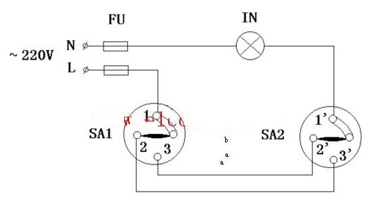 一款雙聯雙控開關電路圖