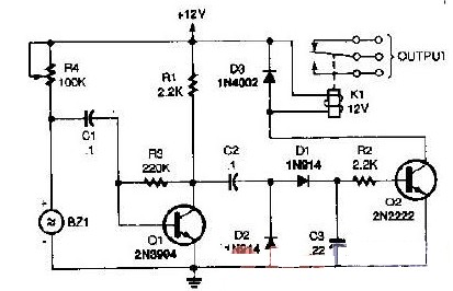 簡單的超聲波接近探測器電路圖