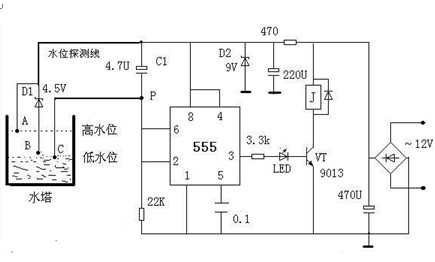 一款水位自動控制器電路圖