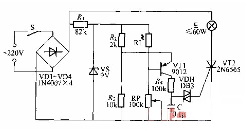 一款新穎的晶閘管調光燈電路圖