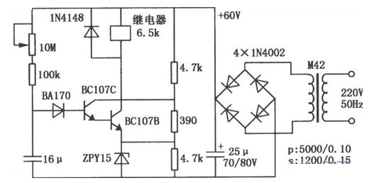 一款繼電器延時吸合電路圖