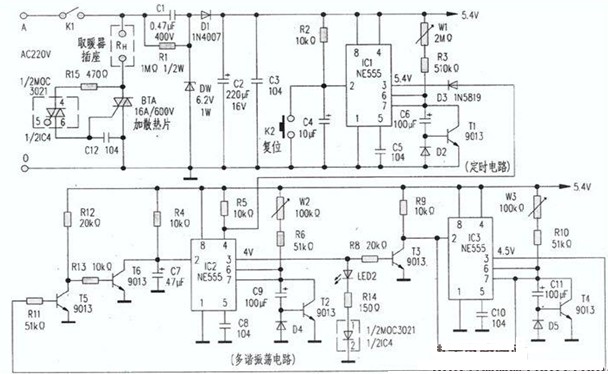 自動調節的取暖器控制電路圖