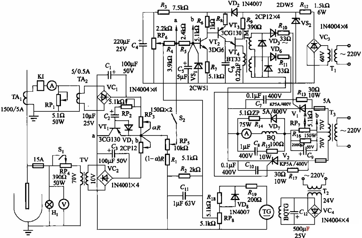 一款電動機的電極自動調節器電路