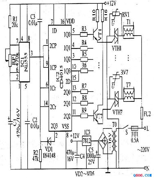 一款霓虹燈控制電路圖
