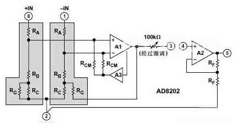 AD8202的兩級系統結構應用電路圖