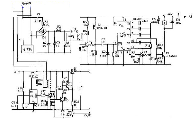 具有自動錄音功能的電話接口電路圖