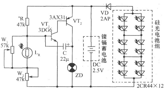 太陽能閃光器原理電路