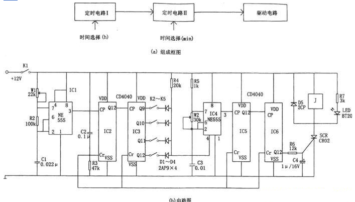 0~16小時定時控制器電路圖