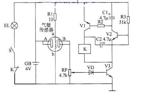 瓦斯超限報警礦燈制作電路